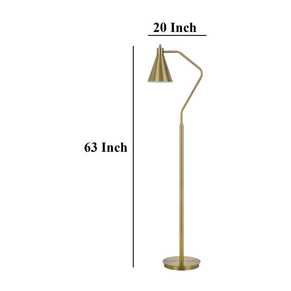 Sty 63 Inch Task Floor Lamp, Swivel Brass Shade Angled Metal Pole -BM323939