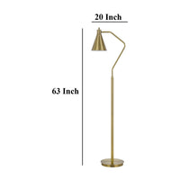 Sty 63 Inch Task Floor Lamp, Swivel Brass Shade Angled Metal Pole -BM323939