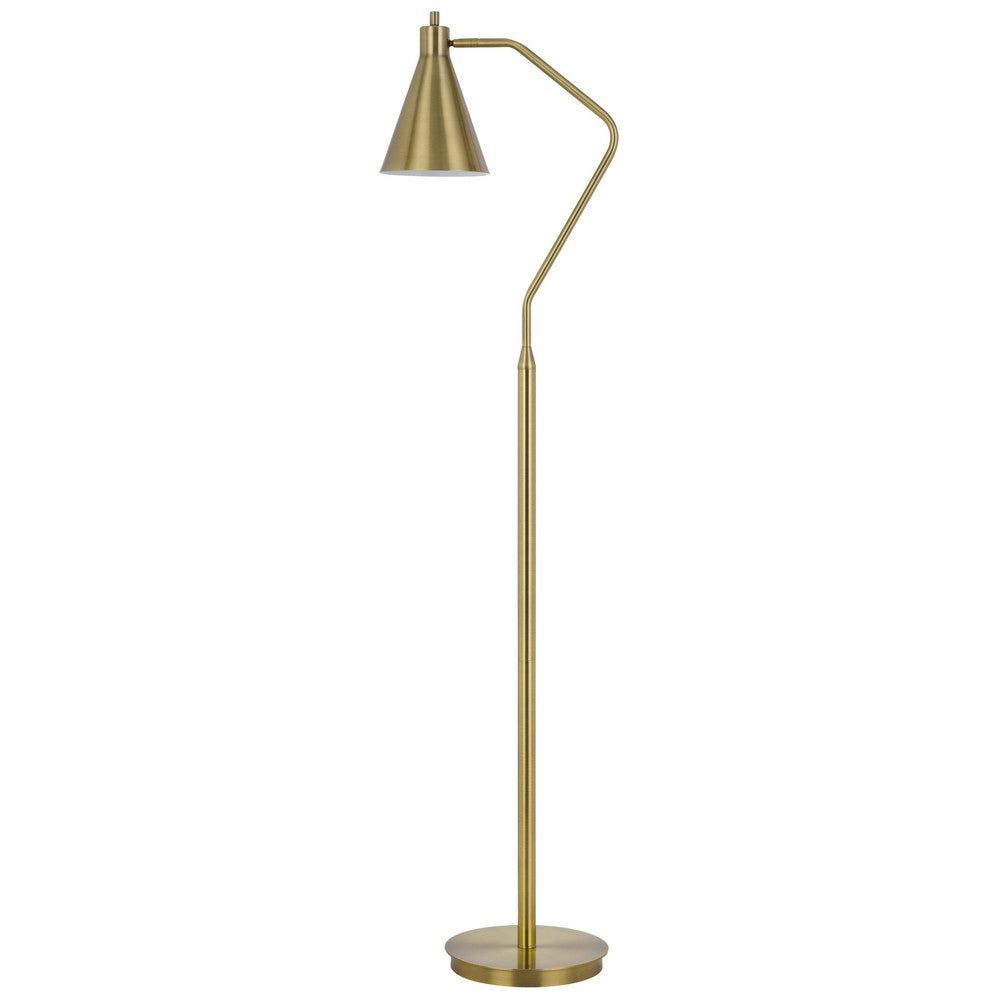 Sty 63 Inch Task Floor Lamp, Swivel Brass Shade Angled Metal Pole -BM323939