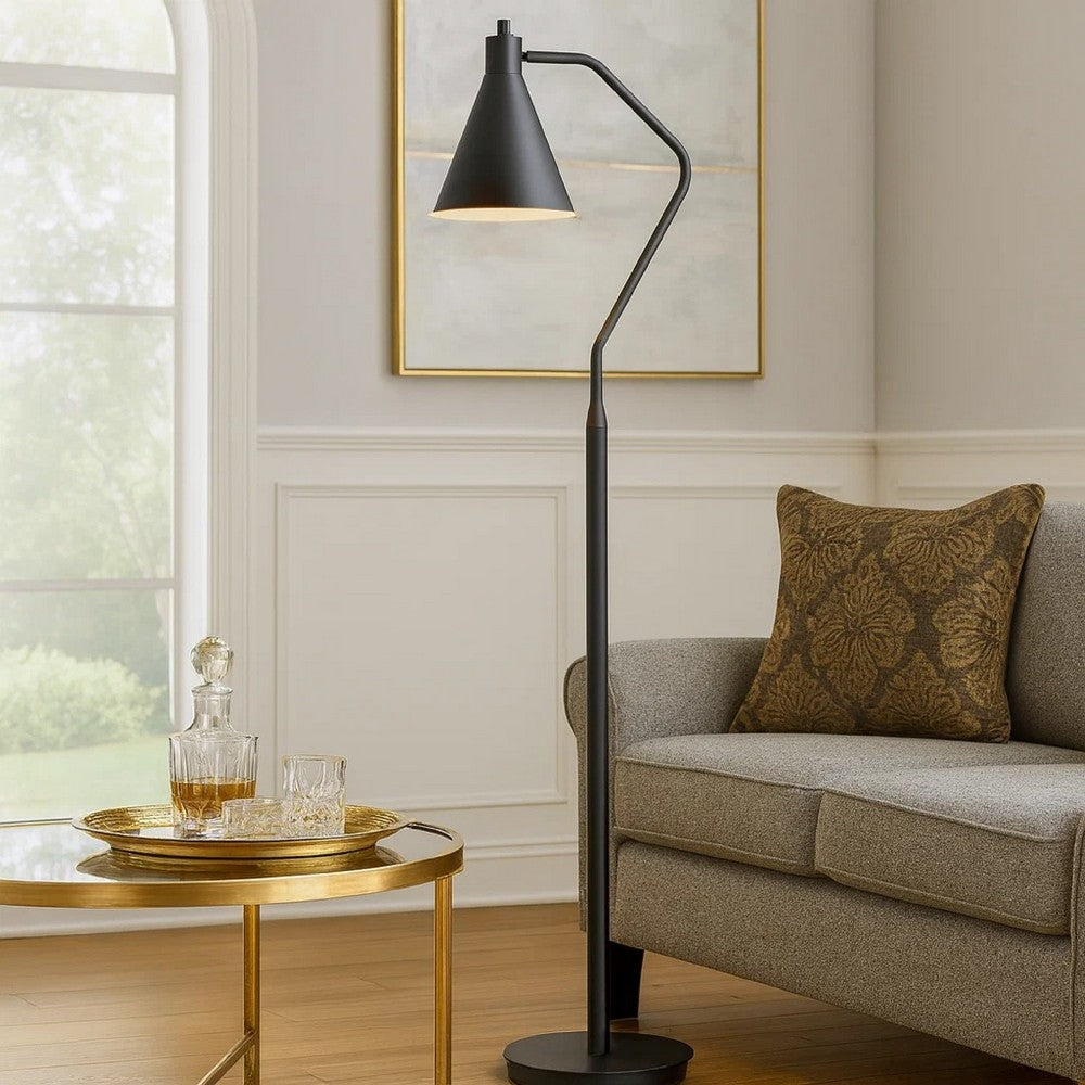 Sty 63 Inch Task Floor Lamp, Swivel Gray Shade, Angled Thin Metal Pole -BM323940