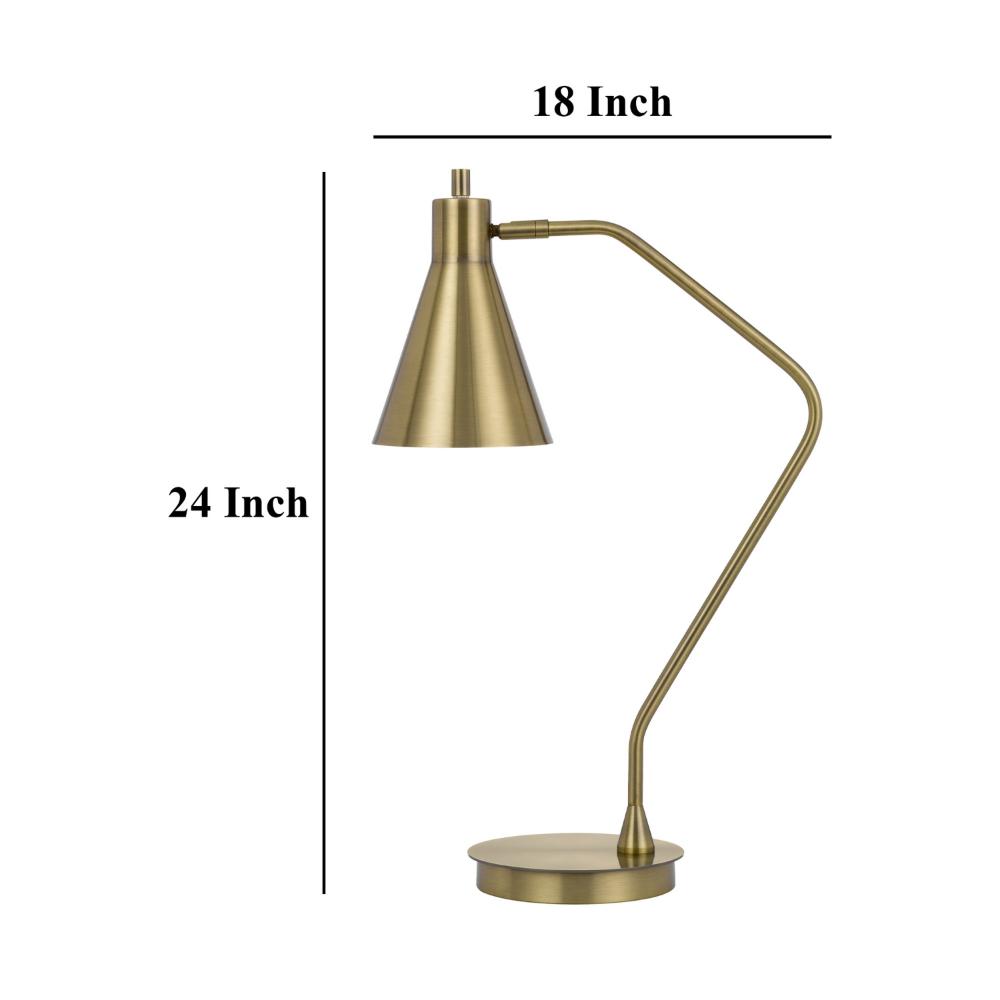 Sty 24 Inch Task Table Lamp, Swivel Brass Shade Angled Thin Metal Pole -BM323941
