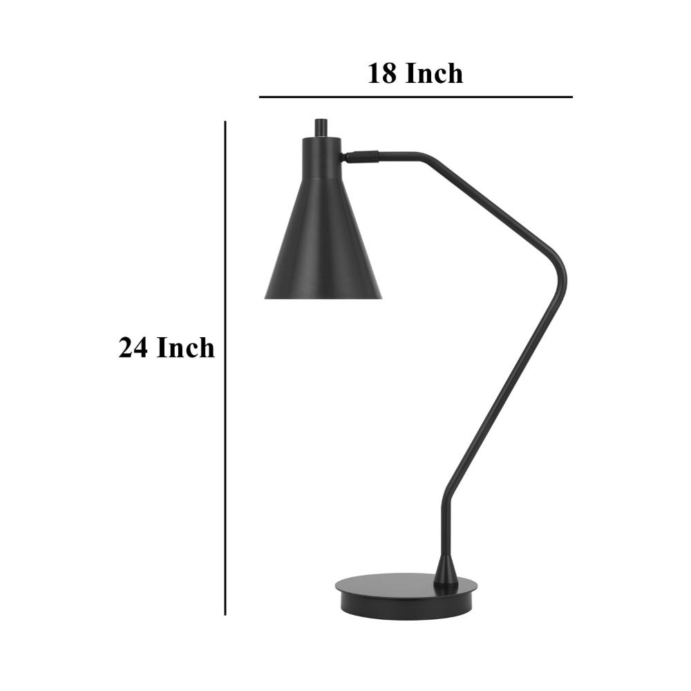 Sty 24 Inch Task Table Lamp, Swivel Gray Shade, Angled Thin Metal Pole -BM323942