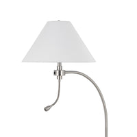 Ashy 68 Inch Floor Lamp, Gooseneck LED, White Shade, Bright Silver Arc Pole -BM323944