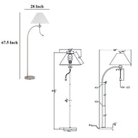Ashy 68 Inch Floor Lamp, Gooseneck LED, White Shade, Bright Silver Arc Pole -BM323944