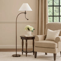 Ashy 68 Inch Floor Lamp, Gooseneck LED, White Shade, Bronze Arc Pole -BM323944