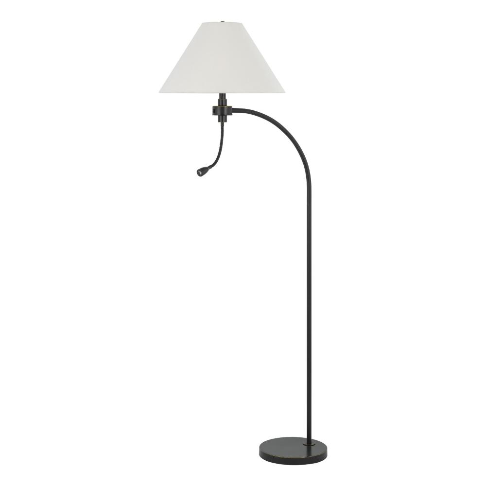 Ashy 68 Inch Floor Lamp, Gooseneck LED, White Shade, Brass Arc Pole -BM323945