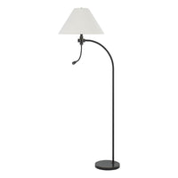Ashy 68 Inch Floor Lamp, Gooseneck LED, White Shade, Brass Arc Pole -BM323945