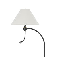 Ashy 68 Inch Floor Lamp, Gooseneck LED, White Shade, Brass Arc Pole -BM323945