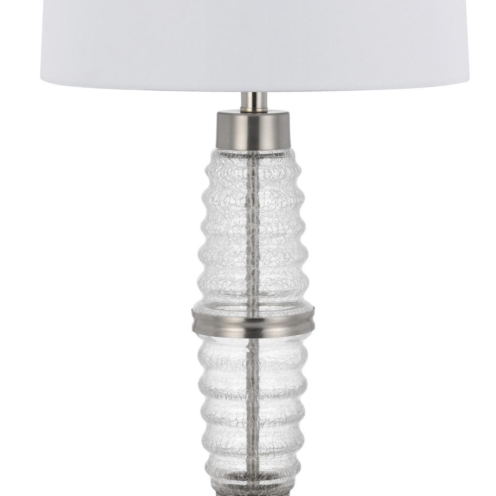 Maci 29 Inch Table Lamp, Accent Crackled Clear Glass, White Drum Shade -BM323950