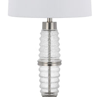 Maci 29 Inch Table Lamp, Accent Crackled Clear Glass, White Drum Shade -BM323950
