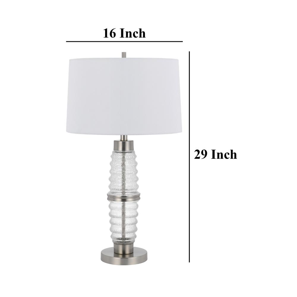 Maci 29 Inch Table Lamp, Accent Crackled Clear Glass, White Drum Shade -BM323950