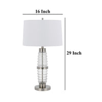 Maci 29 Inch Table Lamp, Accent Crackled Clear Glass, White Drum Shade -BM323950