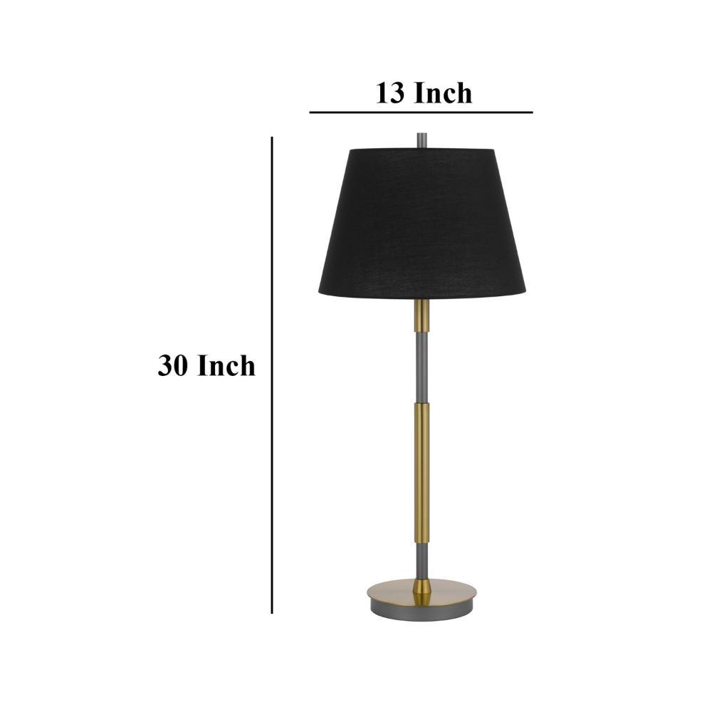 Siu 30 Inch Table Lamp, Gold Metal Thin Pole w Finial, Black Shade -BM323953