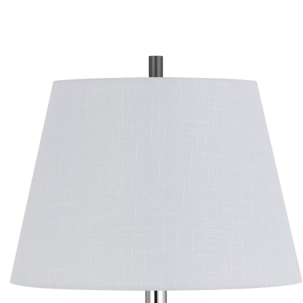Siu 30 Inch Table Lamp, Chrome Metal Thin Pole w Finial, White Shade -BM323954