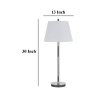 Siu 30 Inch Table Lamp, Chrome Metal Thin Pole w Finial, White Shade -BM323954