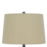 Leno 32 Inch Table Lamp, Leaf Pattern Clear Glass Base, Beige Shade -BM323957
