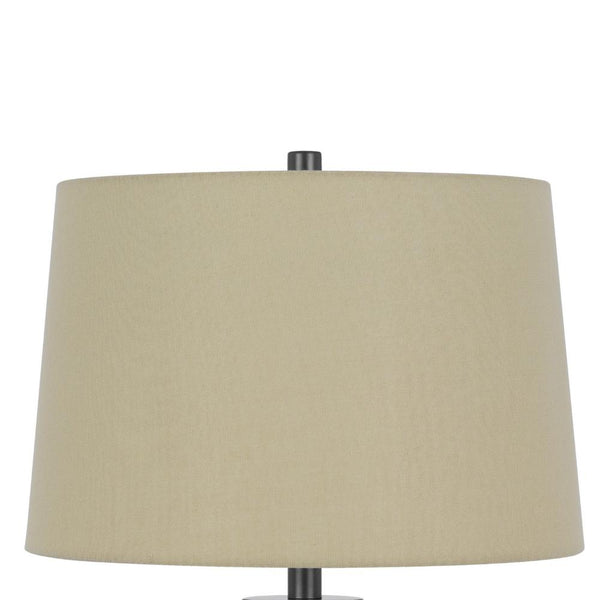 Leno 32 Inch Table Lamp, Leaf Pattern Clear Glass Base, Beige Shade -BM323957