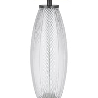 Leno 32 Inch Table Lamp, Leaf Pattern Clear Glass Base, Beige Shade -BM323957