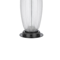 Leno 32 Inch Table Lamp, Leaf Pattern Clear Glass Base, Beige Shade -BM323957