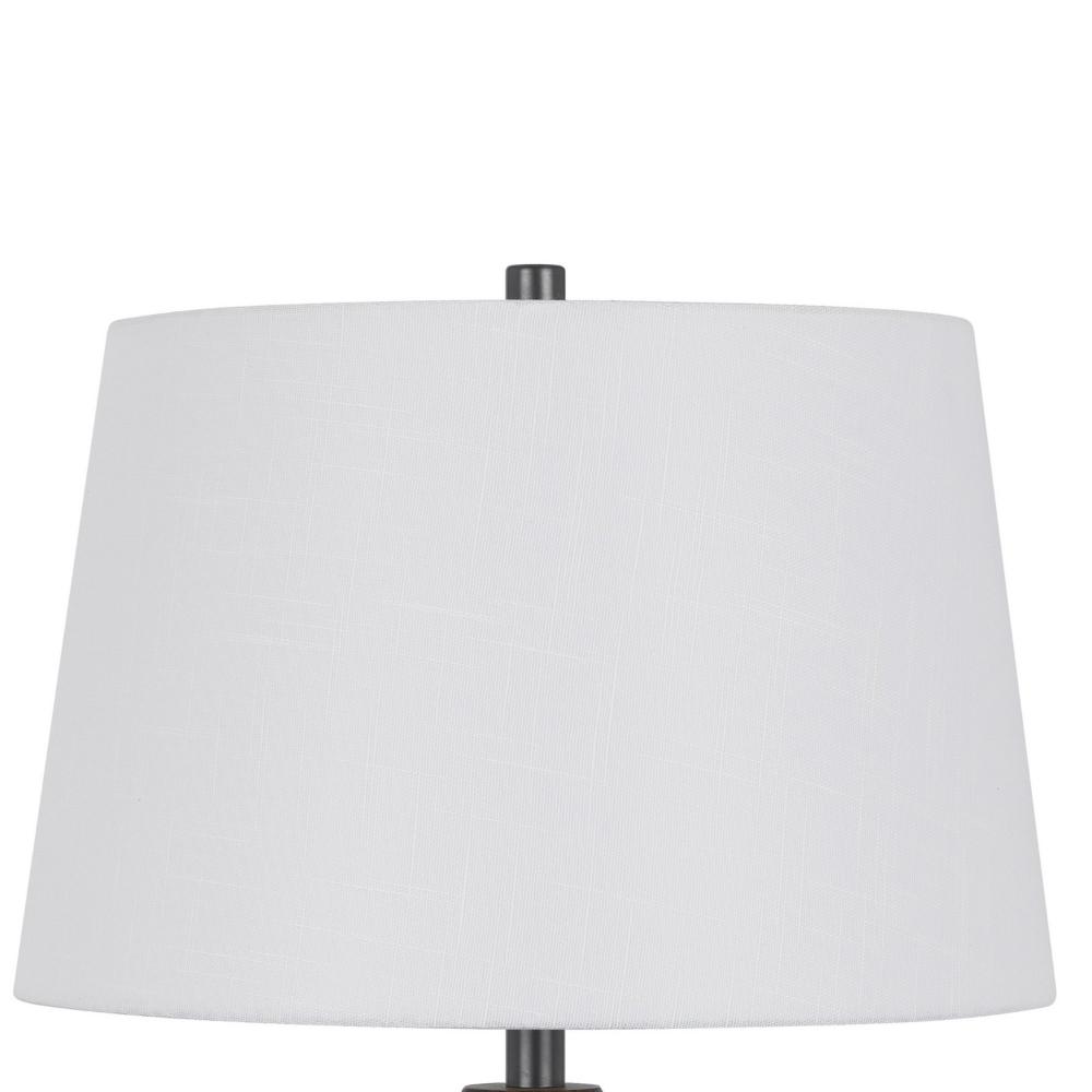 Hay 33 Inch Table Lamp, Diamond Pattern Glass Base, White Fabric Shade -BM323958