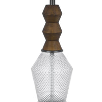 Hay 33 Inch Table Lamp, Diamond Pattern Glass Base, White Fabric Shade -BM323958