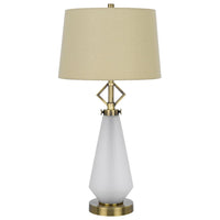 Rizo 32 Inch Table Lamp, Tapered Style Frosted Glass Base, Beige Shade -BM323960