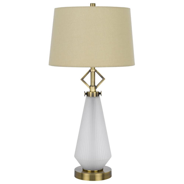 Rizo 32 Inch Table Lamp, Tapered Style Frosted Glass Base, Beige Shade -BM323960