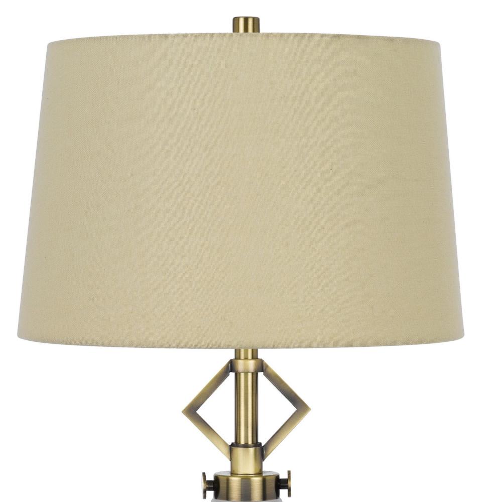 Rizo 32 Inch Table Lamp, Tapered Style Frosted Glass Base, Beige Shade -BM323960