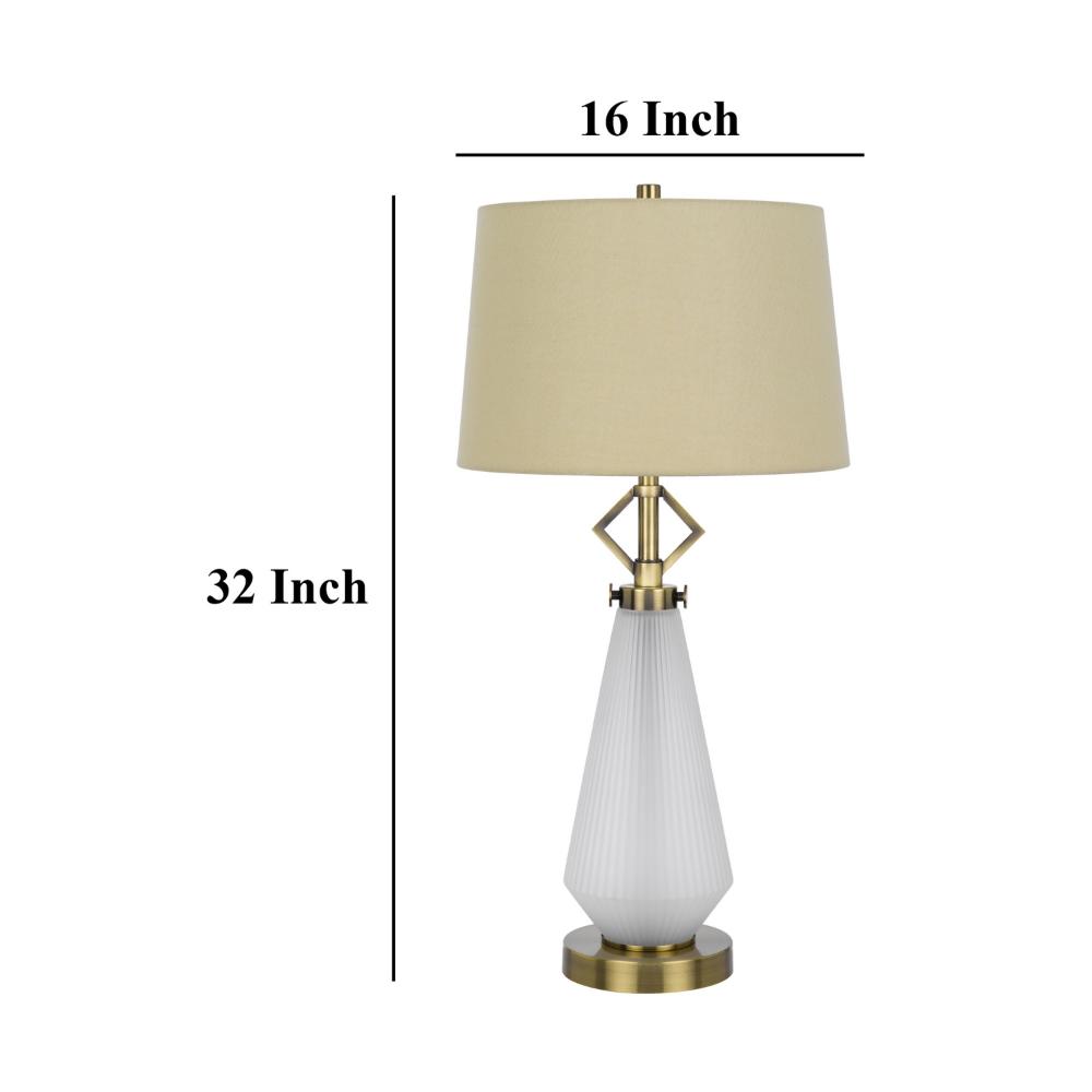 Rizo 32 Inch Table Lamp, Tapered Style Frosted Glass Base, Beige Shade -BM323960