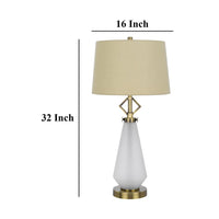 Rizo 32 Inch Table Lamp, Tapered Style Frosted Glass Base, Beige Shade -BM323960