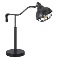 Loga 27 Inch Desk Lamp w Adjustable Cage Style Shade, Black Iron -BM323961