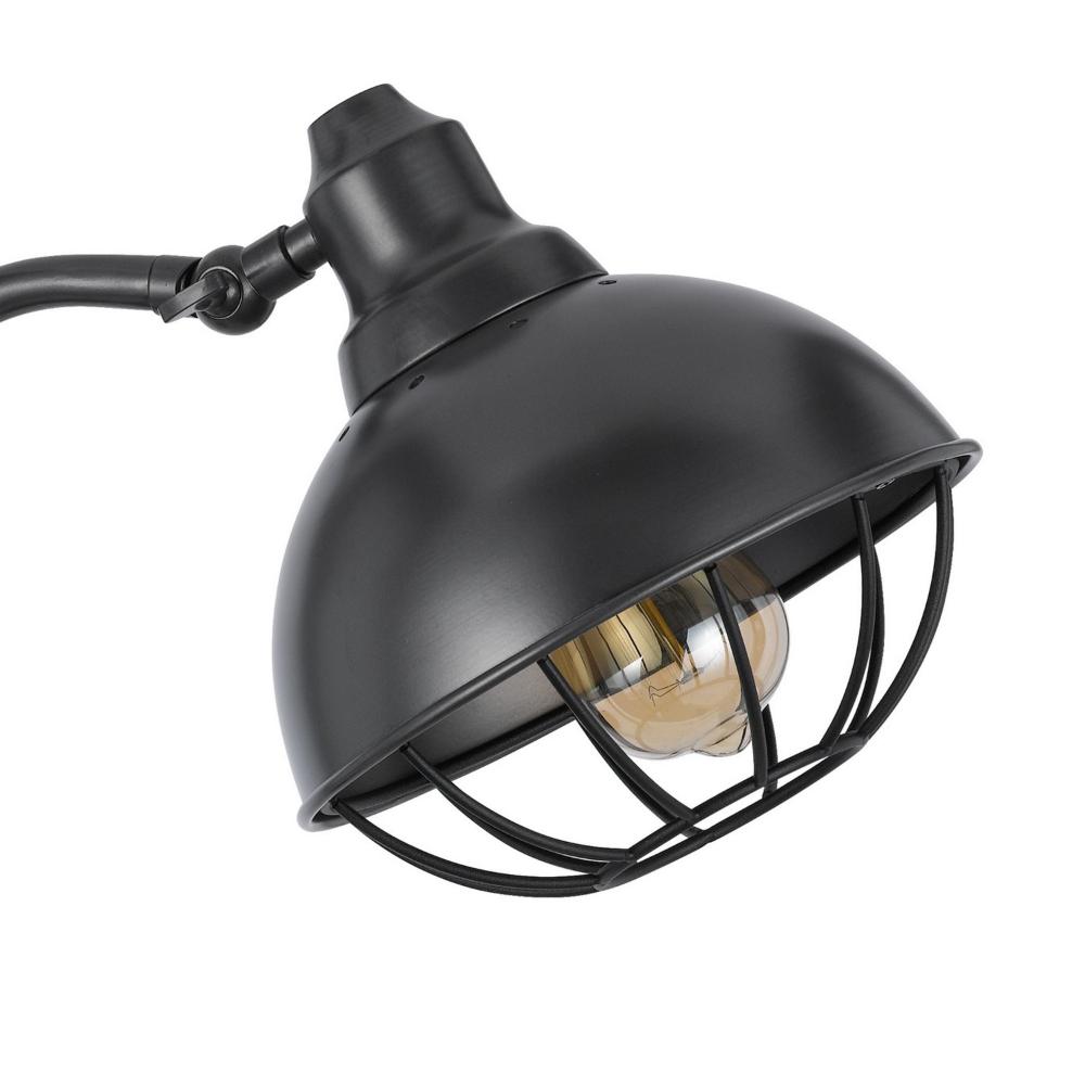 Loga 27 Inch Desk Lamp w Adjustable Cage Style Shade, Black Iron -BM323961