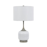Myra Table Lamp Set of 2, Fluted Accent Glass Base, White Fabric Shade -BM323963
