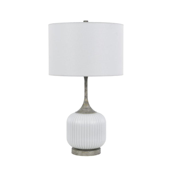Myra Table Lamp Set of 2, Fluted Accent Glass Base, White Fabric Shade -BM323963