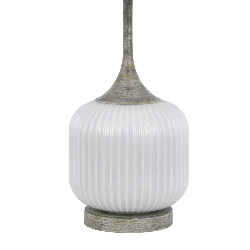 Myra Table Lamp Set of 2, Fluted Accent Glass Base, White Fabric Shade -BM323963