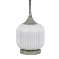 Myra Table Lamp Set of 2, Fluted Accent Glass Base, White Fabric Shade -BM323963