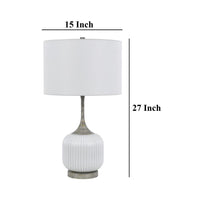 Myra Table Lamp Set of 2, Fluted Accent Glass Base, White Fabric Shade -BM323963