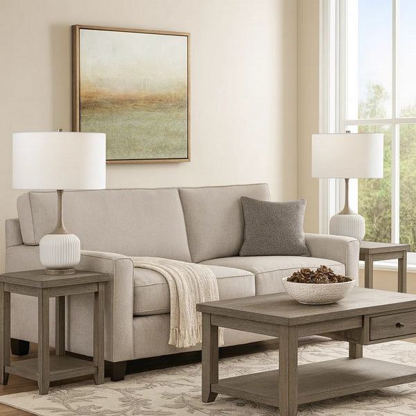 Myra Table Lamp Set of 2, Fluted Accent Glass Base, White Fabric Shade -BM323963