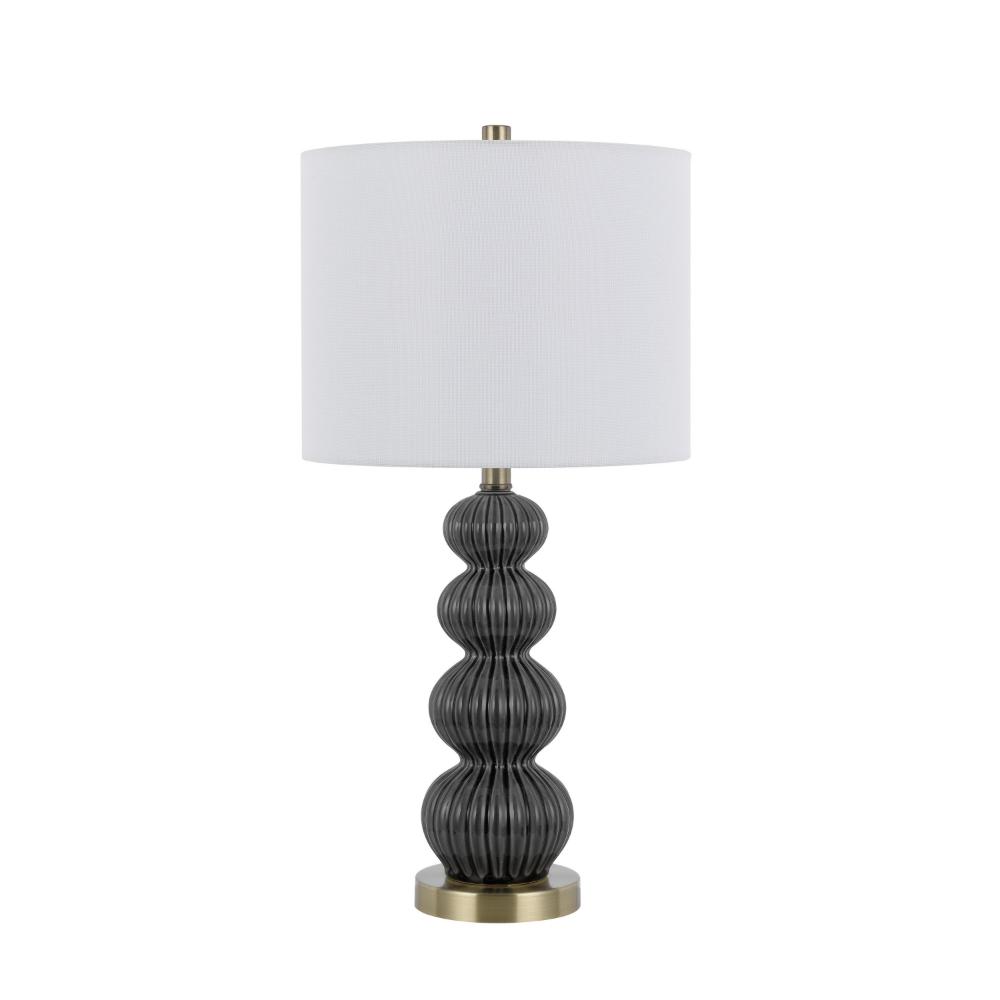 Lomy 26 Inch Table Lamp Set of 2, Stacked Ball Gray Black, White Shade -BM323965