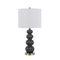 Lomy 26 Inch Table Lamp Set of 2, Stacked Ball Gray Black, White Shade -BM323965