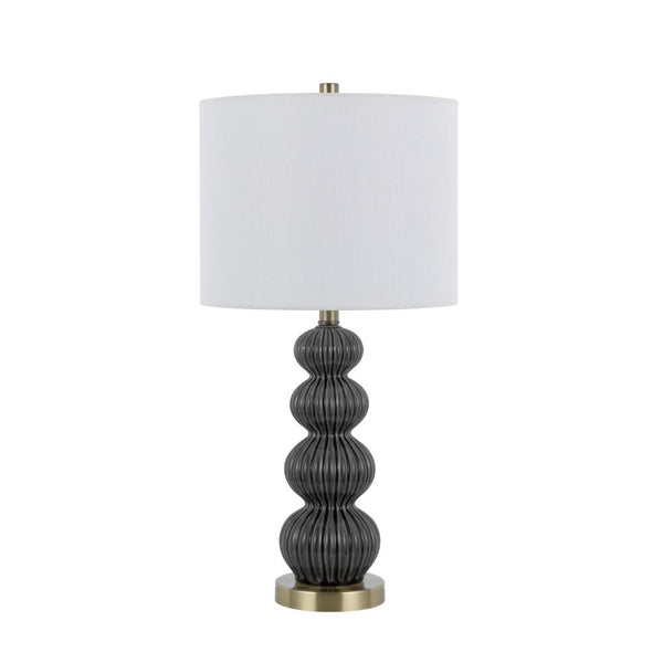 Lomy 26 Inch Table Lamp Set of 2, Stacked Ball Gray Black, White Shade -BM323965