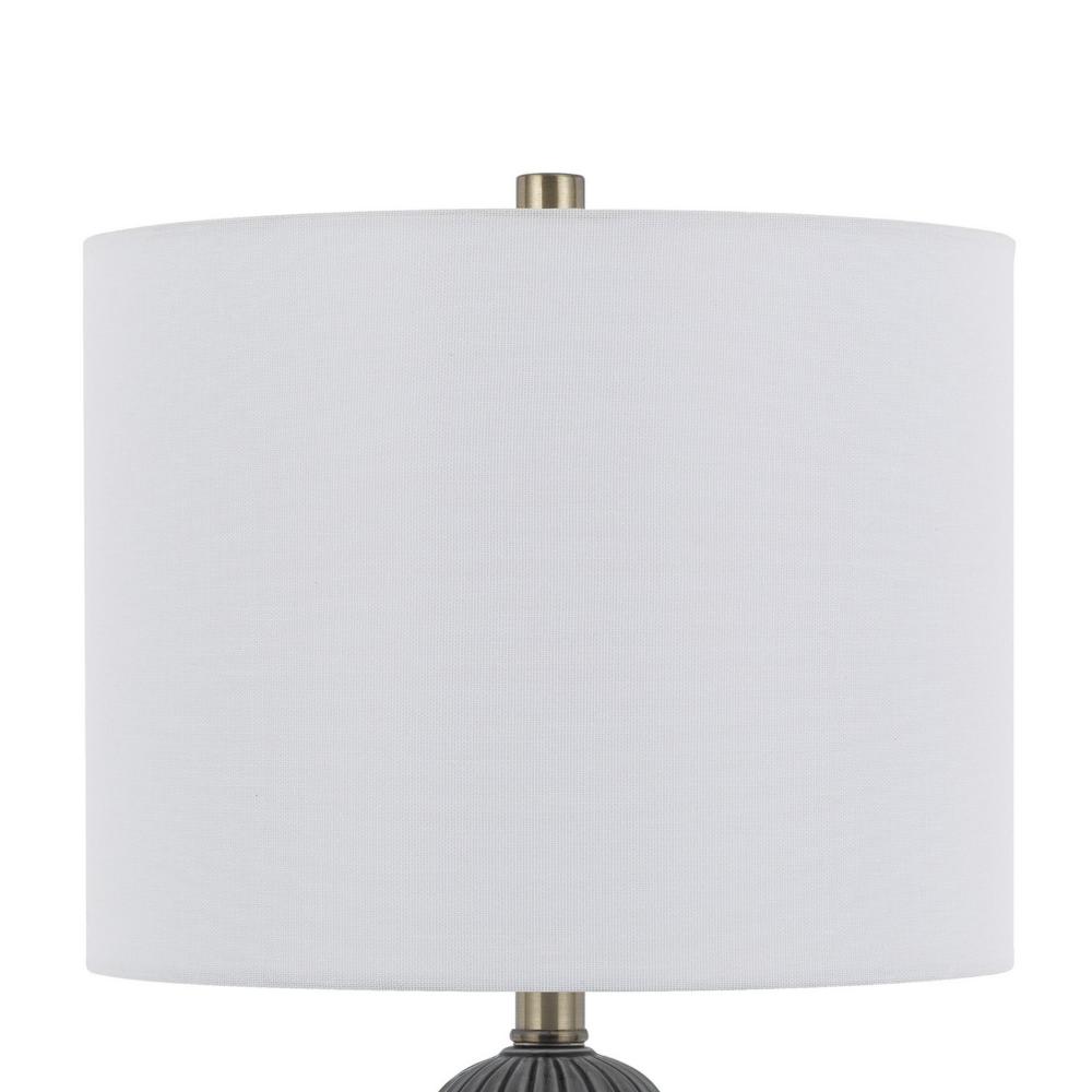Lomy 26 Inch Table Lamp Set of 2, Stacked Ball Gray Black, White Shade -BM323965