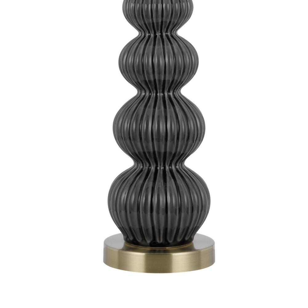 Lomy 26 Inch Table Lamp Set of 2, Stacked Ball Gray Black, White Shade -BM323965