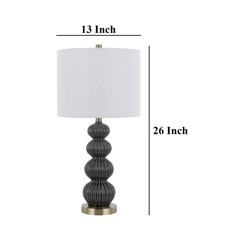 Lomy 26 Inch Table Lamp Set of 2, Stacked Ball Gray Black, White Shade -BM323965