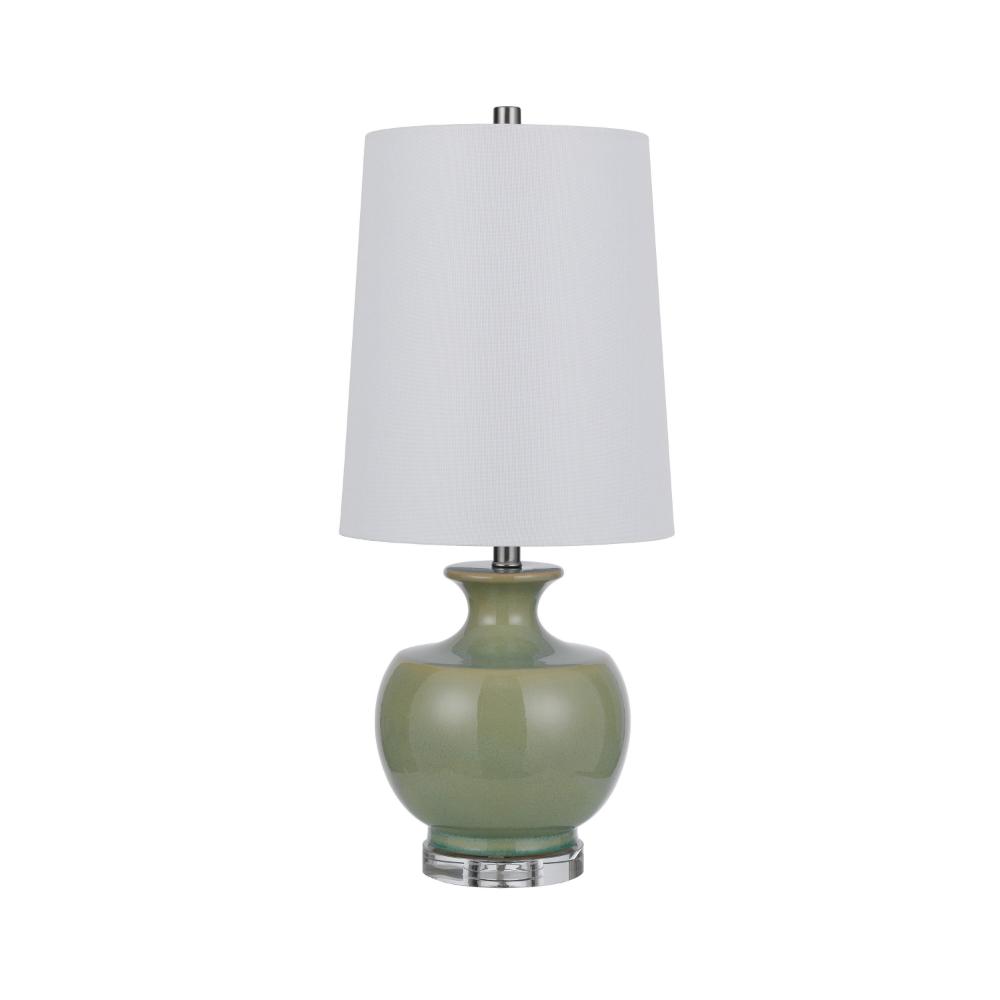 Kela 28 Inch Table Lamp Set of 2, Green Ceramic Pot Base, White Shade -BM323966