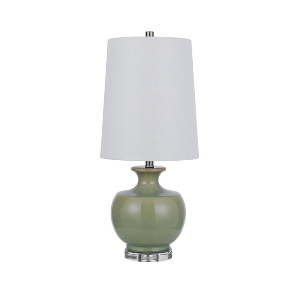 Kela 28 Inch Table Lamp Set of 2, Green Ceramic Pot Base, White Shade -BM323966