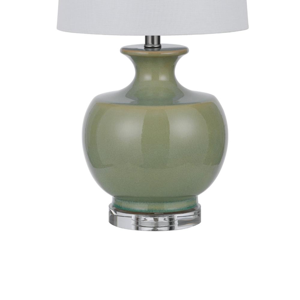 Kela 28 Inch Table Lamp Set of 2, Green Ceramic Pot Base, White Shade -BM323966