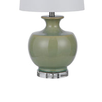 Kela 28 Inch Table Lamp Set of 2, Green Ceramic Pot Base, White Shade -BM323966