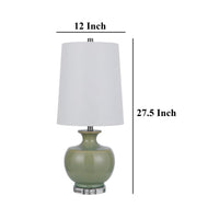 Kela 28 Inch Table Lamp Set of 2, Green Ceramic Pot Base, White Shade -BM323966