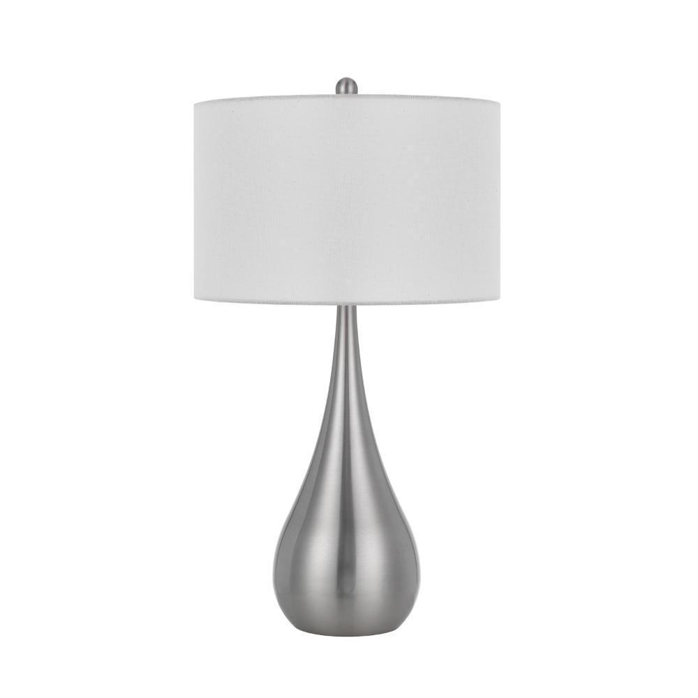 Ege Table Lamp Set of 2, Teardrop Brushed Steel Base, White Shade -BM323973